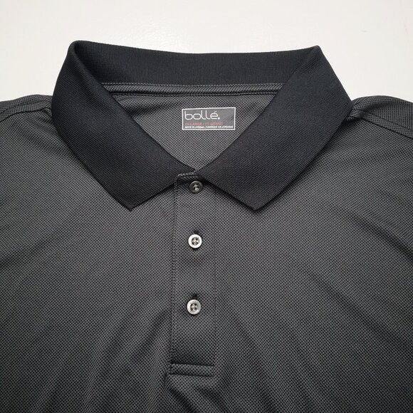 Bolle Men's Size XXL Charcoal & Black Short Sleeve 3 Button Closure Polo Shirt - Picture 4 of 9